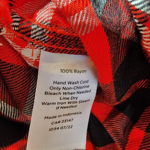 Talbots Red‎ & Black Plaid Long Sleeve Button-Detail Tunic Shirt L - Picture 7 of 8